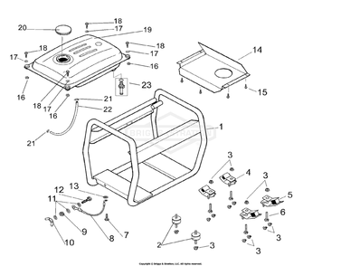 Cradle Diagram and Parts List for 1254-4  Briggs and Stratton Generator